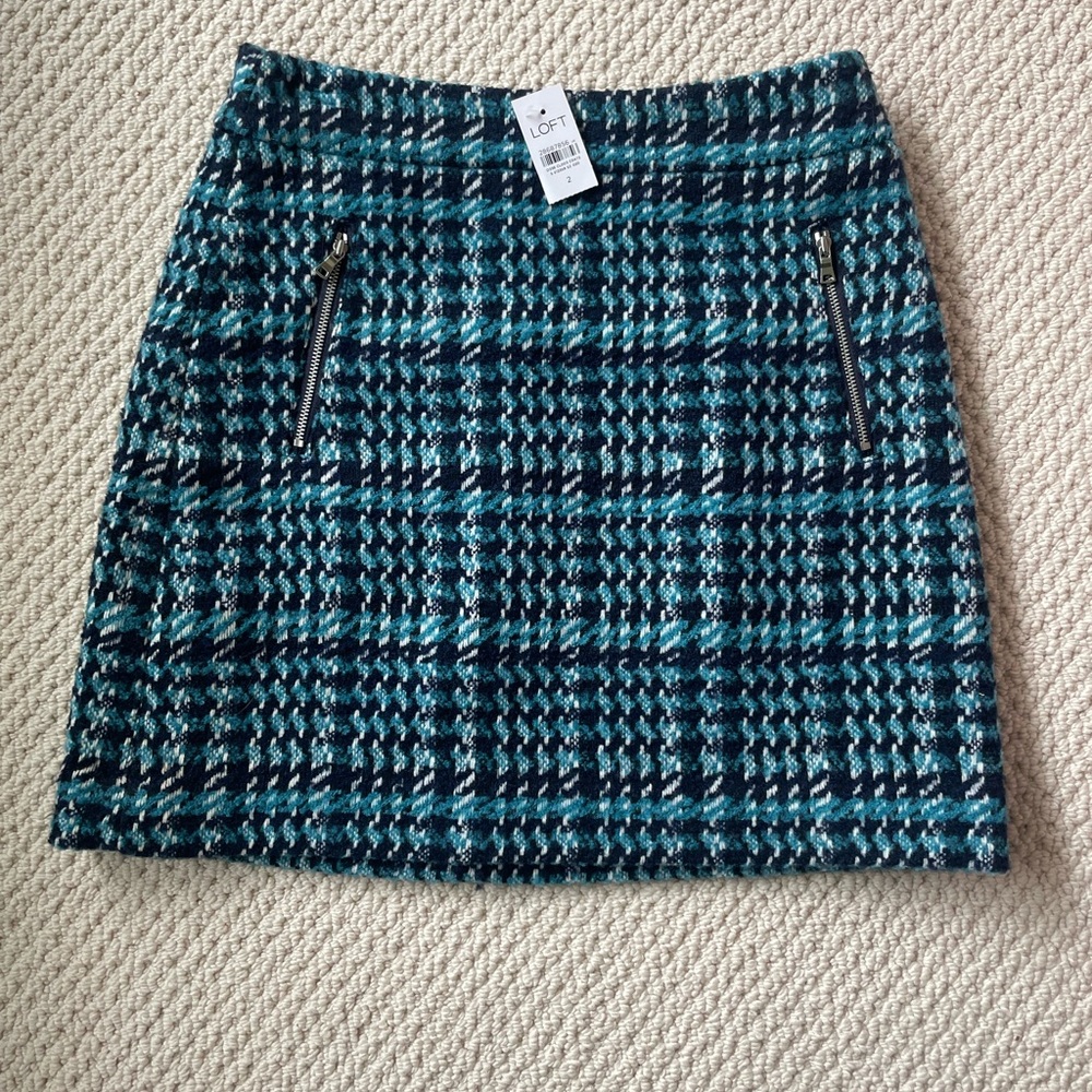 Loft blue tweed skirt new with tags